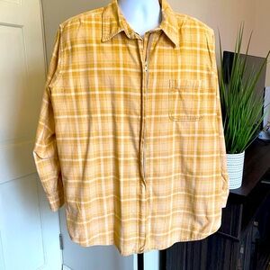 Yellow Plaid Zip-Up corduroy over shirt.